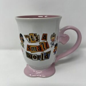 Disney Parks It's a Small World Pin Pedestal Coffee Mug Heart Handle